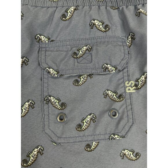 Reyn Spooner Mens Gray Seahorse Print Swim Shorts Size Medium - Picture 5 of 10